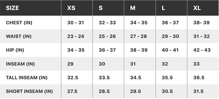 Burton womens outerwear size guide