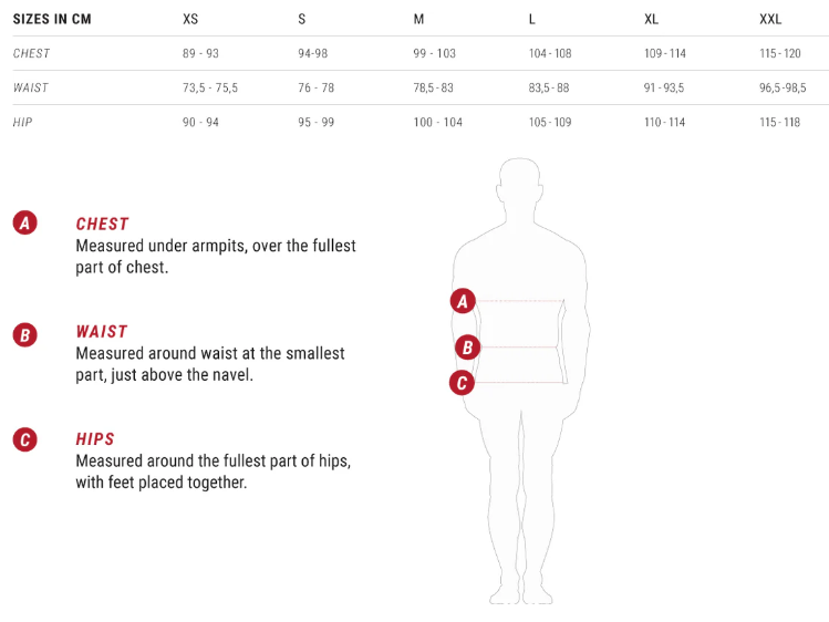 Mystic Tee Shirt Sizing Chart