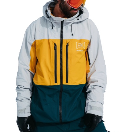 Burton AK Swash Grey Golden Emerald Goretex 2L Mens Snow Jacket