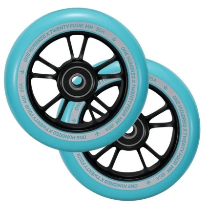 100mm Scooter wheel Black and Teal