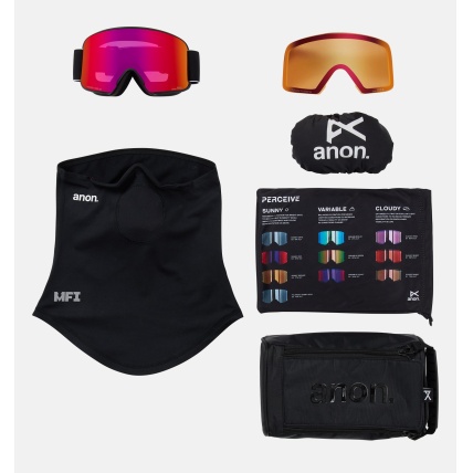 Anon M6 Black Perceive Sunny Red +Spare +MFI Snow Goggles
